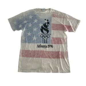 Vintage Atlanta Olympics Shirt Men XL Red Blue 1996 All Over Print Team USA Flag